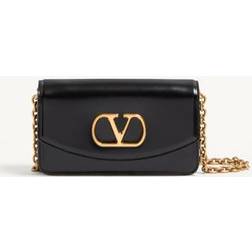 Valentino Garavani Vain Clutch Bag In Shiny Calfskin - Black