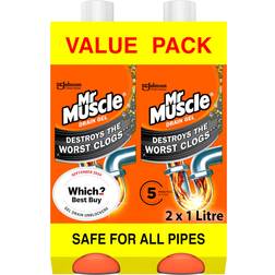 Mr Muscle Fast Acting Heavy Duty Drain Unblocker 2 x 1l