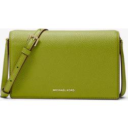 Michael Kors MK Jet Set Medium Pebbled Leather Front-Flap Crossbody Bag - Green