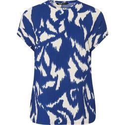 Yours Curve Textured Abstract Print Top - Blue