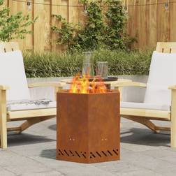 vidaXL Smokeless Fire Pit Hexagonal 48x48x51 cm Weathering Steel