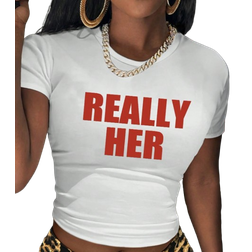 Shein Letter Graphic Crop Tee For Summer