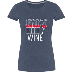 My Angry Socks I Fucking Love Wine Premium T-shirt Women - Heather Blue
