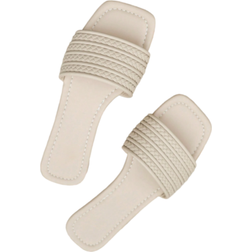 Shein Summer Women Flat Sandals Of Pure White Woven Pattern Matched With Flat Slippers Sexy Party Beach Shoes
