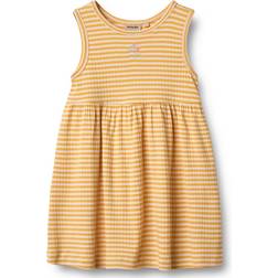 Wheat Ærmeløs Jerseykjole Martha - Yellow Rib Stripe