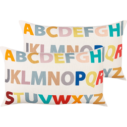 Beliani Set of 2 Kids Room Decorative Cushions Alphabet Pattern Cotton Cover