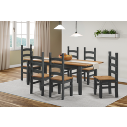 Mercers Furniture Corona Charcoal Large Extending Table and 6 Chairs Dining Set