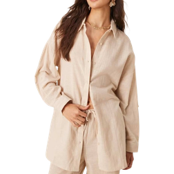 New Look Cotton Slub Shirt Co-Ord - Cream