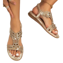 Shein Women Metallic Rhinestone Decor Slingback Sandals, Fashionable Outdoor Ankle Strap Sandals