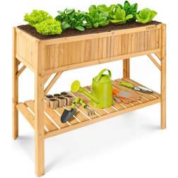 Arebos Wooden Raised Bed with Storage Compartment 119 x 53 x 90 cm