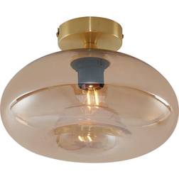 QAZQA Art Deco Taklampa Mässing Med Bärnstensfärgat Glas Takplafond