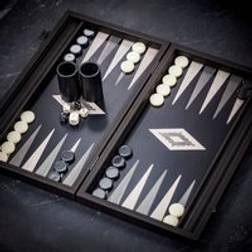 Manopoulos Pearly Grey Vavona Inlaid Backgammon Set Medium