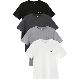 Shein Teen Boy Casual Solid Color Round Neck Casual Knitted Short Sleeve TShirt Multicolor Set Of Pieces Sets