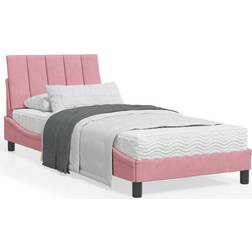vidaXL Säng Med Madrass Rosa 90x200 cm Sammet Ramsäng