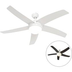 QAZQA Smart Loftsventilator Hvid Inkl LED Med Fjernbetjening