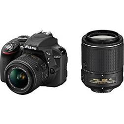 Nikon D3300 Digital SLR Camera 24.2 MP 18-55 mm VR II 55-200 mm VR II Lens Kit