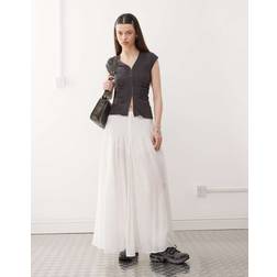 Weekday Cotton Voile Pleated Maxi Skirt - White