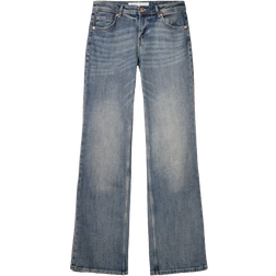Bershka Utsvängda jeans mellanblå tvätt med låg midja