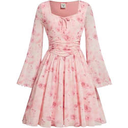 Shein Knit French Ditsy Floral Square Dress - Rose Print