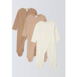 John Lewis Baby Cotton Two Way Zip Ribbed Cotton Sleepsuit - Multi