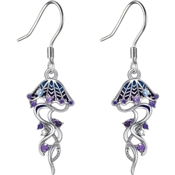 Shein pair Dreamy Beach Style Exquisite Ocean Purple Jellyfish Pendant Earrings Decorated With Rhinestones For Women