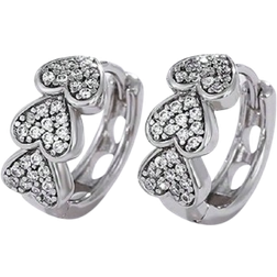 Shein pcs Elegant Fashionable Copper Cubic Zirconia Heart Shaped Hoop Earrings For Womens Daily Wear