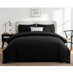 CozyLux King Size Comforter Set 7 Pieces Bed in a Bag Set Bed Linen Black (274.3x259.1cm)