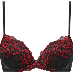 Ann Summers Sexy Lace Planet Padded Plunge Bra, 36DD, Black/Red