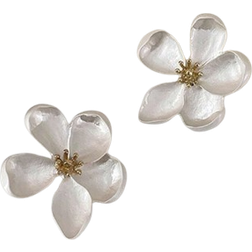 Shein pair European And American Exaggerated Metallic Flower Stud Earrings Suitable For Womens Daily Wear