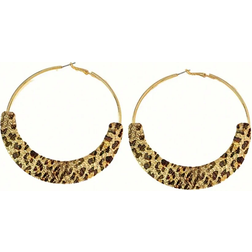 Shein pair New Leopard Print Fashionable Half Circle Hoop Earrings For AutumnWinter