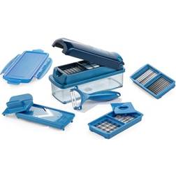 Genius Nicer Dicer Smart 10 tlg 800 ML Behälter mit Deckel blau Gemüseschneider 10Stk. 24cm