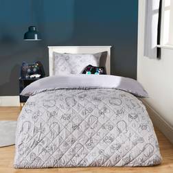 OHS Gaming Print Pinsonic Quilt Set - Duvet Cover Grey (200x135cm)