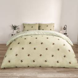 OHS Bee Striped Duvet Cover Green, Beige (230x220cm)