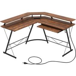 B2A Nordic AB Hjørneskrivebord Med Stik USB-Opladningsport Rustik Brun Skrivebord 130x130cm