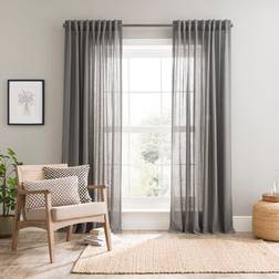 Dunelm Touch Of Linen Unlined Tab Top Curtains Charcoal Grey 228x228cm