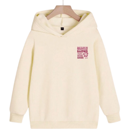 Shein pc Girls Casual Printed Pullover Fleece Lined Hooded Sweatshirt Warm Winter Youth Apparel