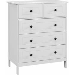 Homcom Blanche À 5 Tiroirs 74 x 40 x 91 cm Commode