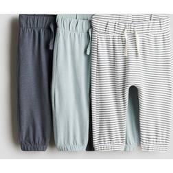 H&M Turkos 3-Pack Bomullsbyxa - Dimblå/Randig