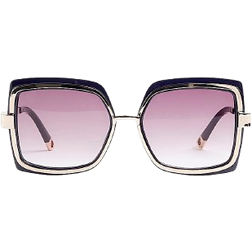 River Island Oversized Metal Square Sunglasses - Navy