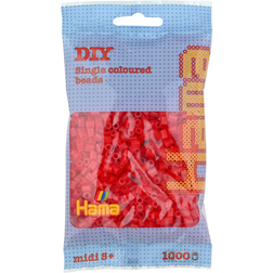 Hama Beads Midi Pärlor 1000 Stk Transparent Röd