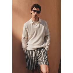 H&M Regular Fit Hole-knit Polo Shirt - White