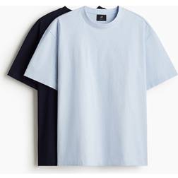 H&M Loose Fit T-shirt 2-pack - Blå