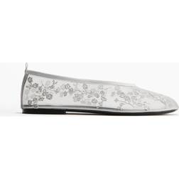 H&M Embroidered Ballet Pumps - Silver