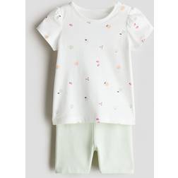 H&M Baby 2-delat Set I Bomullstrikå - Ljusgrön/Frukter