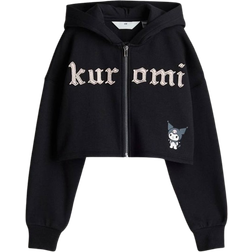 H&M Motif-Detail Zip-Through Hoodie - Black