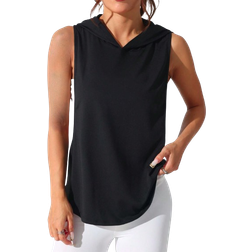 Shein Loose Letter Print Sleeveless Hoodie Vest - Casual Summer