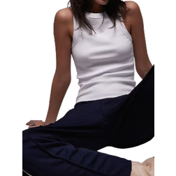 Topshop Ribbat Linne Med Brottarringning - Vitt