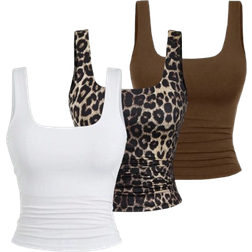 Shein Womens Casual Ruched Square Neck Slim Fit Tank Top