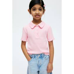 H&M Ribbed Pointelle Jersey Top - Pink
