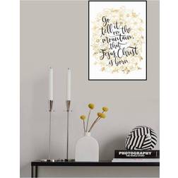 Pelcasa Go Tell It on the Mountain with Flowers White/Black/Gold Poster 70x100cm